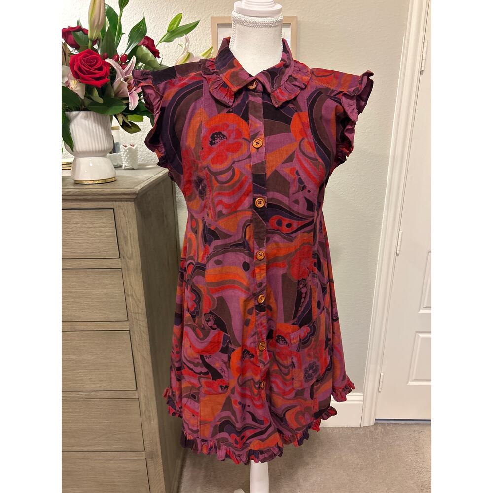 Free People | Sunny Days Pink/Purple Corduroy Mini Dress | XS - Picture 3 of 13
